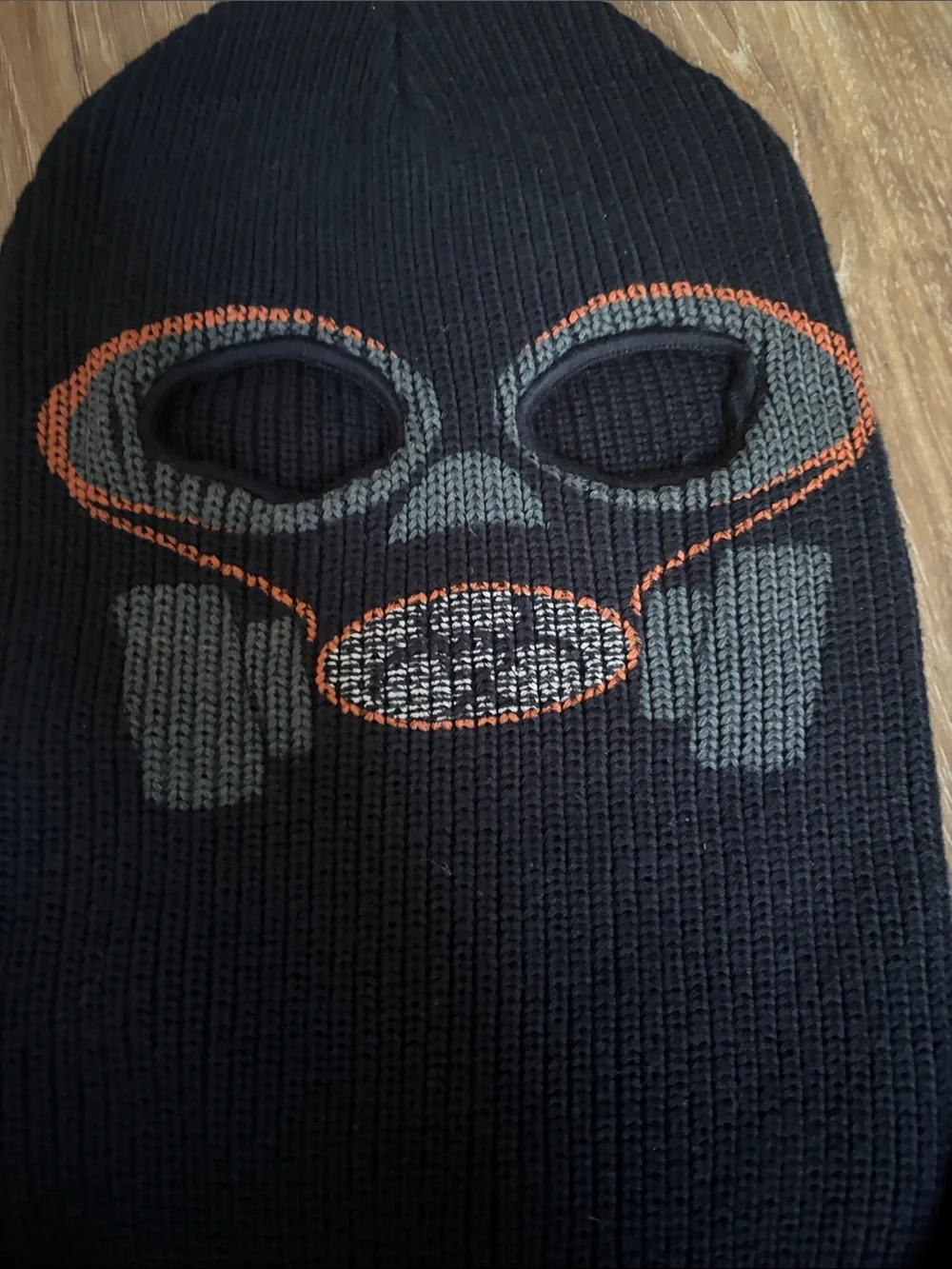 Black Double Ski Mask Pair with Orange and Green Accents NEW